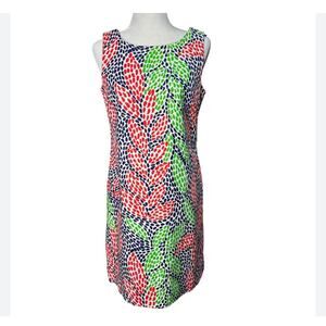 LILLY PULITZER Womens 10 Stephanie Shift Dress Open Call Ikat Leaf Caterpillers